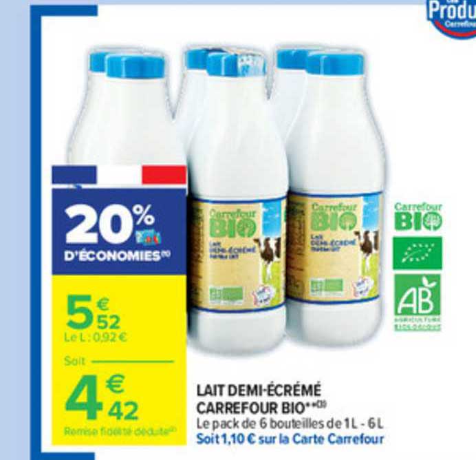 lait demi-écrémé carrefour bio