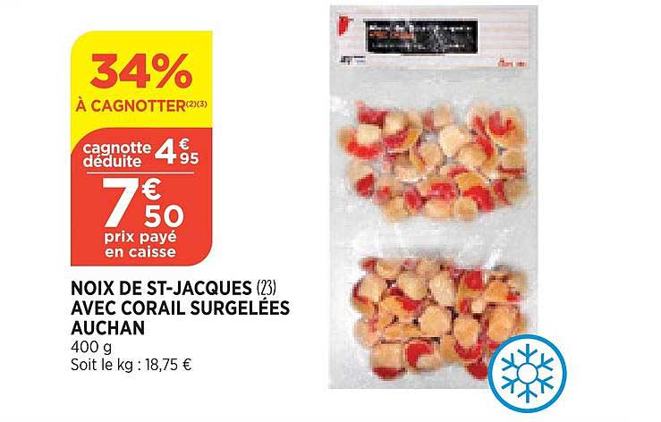 Noix De St-jacques Avec Corail Surgelées Auchan