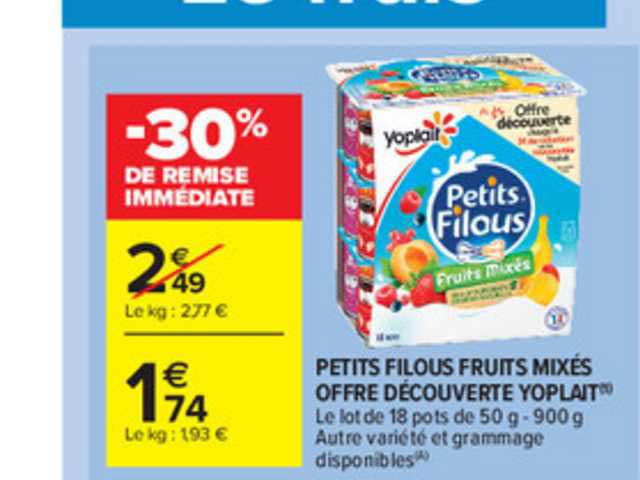 Petits Filous Fruits Mixés Offre Découverte Yoplait