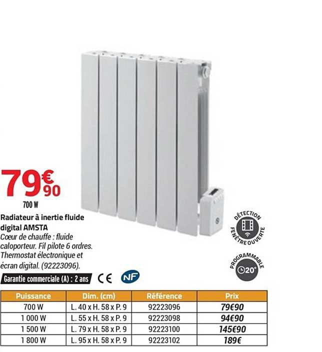 Radiateur à Inertie Fluide Digital Amsta