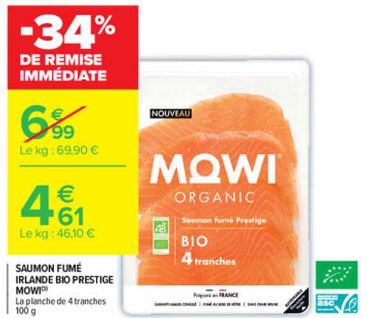 saumon fumé irlande bio prestige mowi