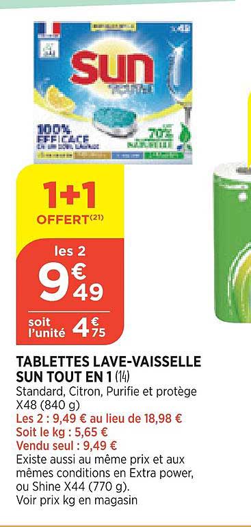 tablettes lave-vaisselle sun tout en 1