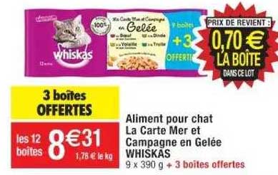 aliment pour chat la carte mer et campagne en gelée whiskas