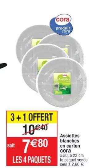 Assiettes Blanches En Carton Cora