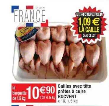 Cailles Avec Tête Prêtes à Cuire Rocvent