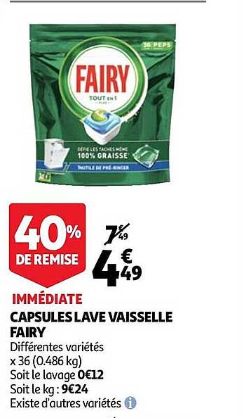 capsules lave vaisselle fairy