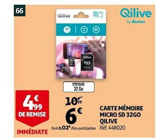 carte mémoire micro sd 32go qilive