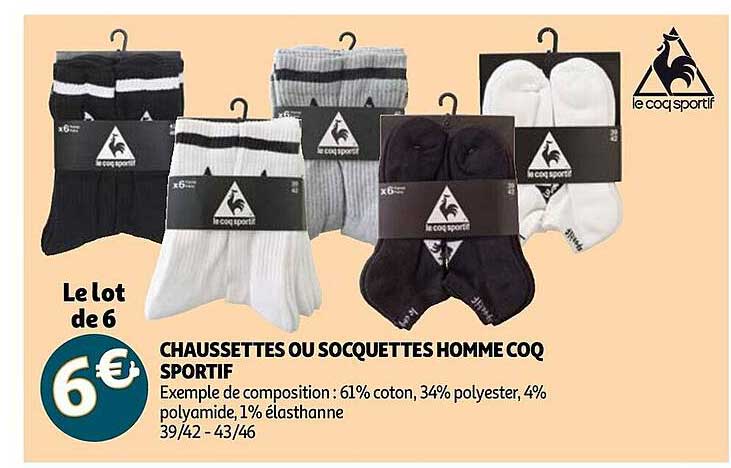 chaussettes ou socquettes homme coq sportif