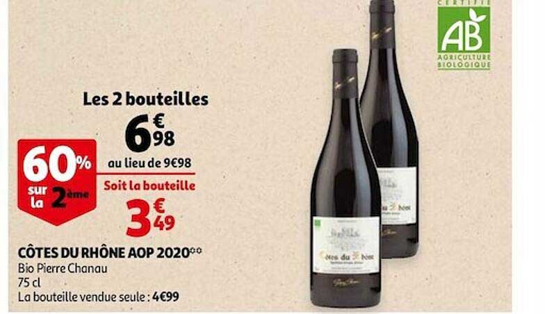 côtes du rhône aop 2020 bio pierre chanau