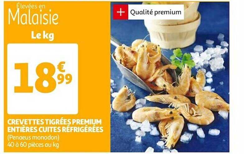 crevettes tigrées premium entières cuites réfrigérées