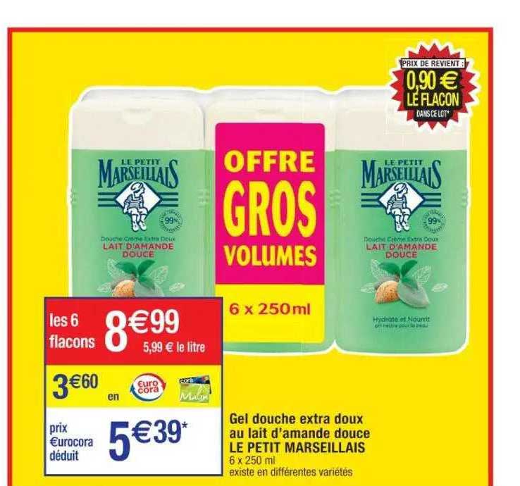 Gel Douche Extra Doux Au Lait D'amande Douce Le Petit Marseillais