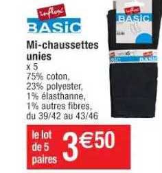 mi-chaussettes unies influx basic