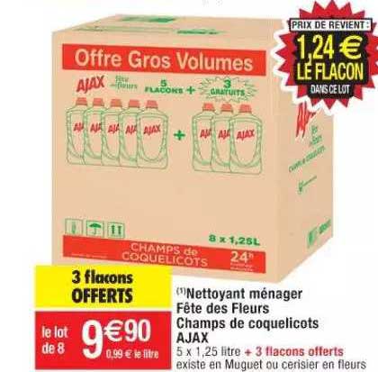 nettoyant ménager fête de fleurs champs de coquelicots ajax