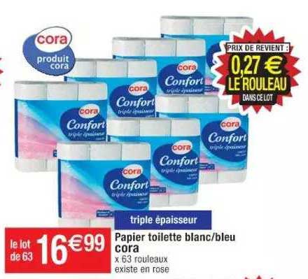 papier toilette blanc-bleu cora