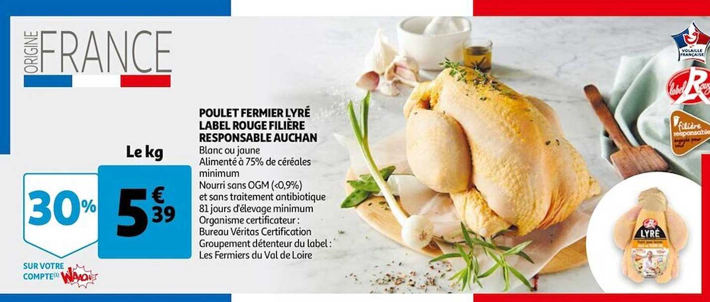poulet fermier lyré label rouge filière responsable auchan