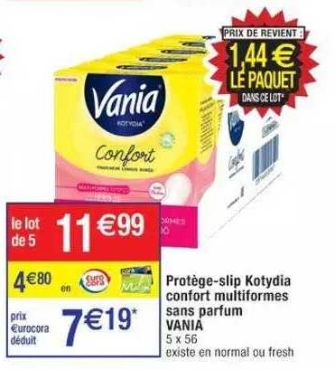 protège-slip kotydia confort multiformes sans parfum vania