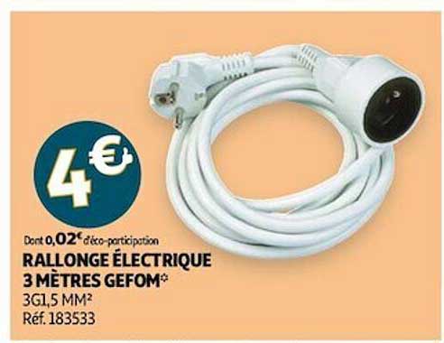 rallonge électrique 3 mètres gefom