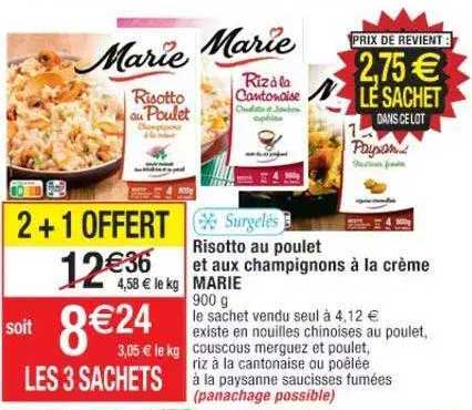 Risotto Au Poulet Et Aux Champignons à La Crème Marie