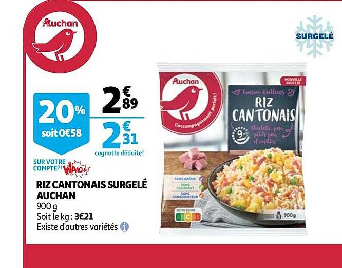 riz cantonais surgelé auchan