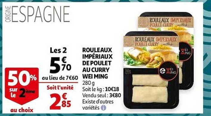 rouleaux impériaux de poulet au curry wei ming