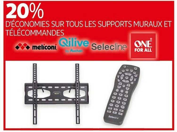 supports muraux et télécommandes meliconi, qilive, selecline, one for all