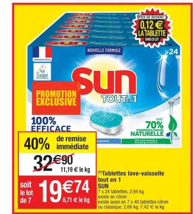 tablettes lave-vaisselle tout en 1 sun