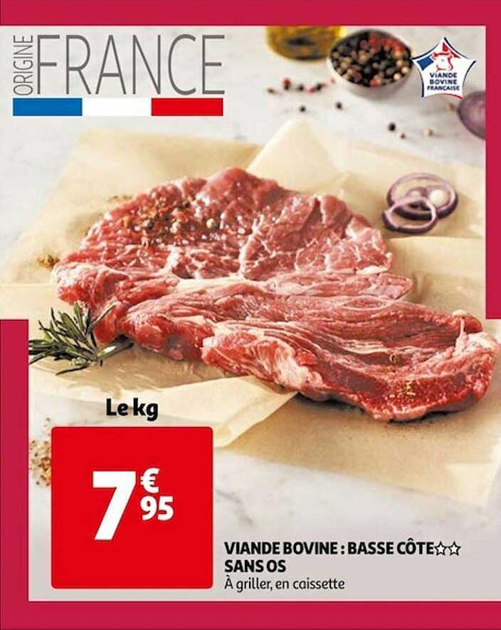 Viande Bovine : Basse Côte ** Sans Os