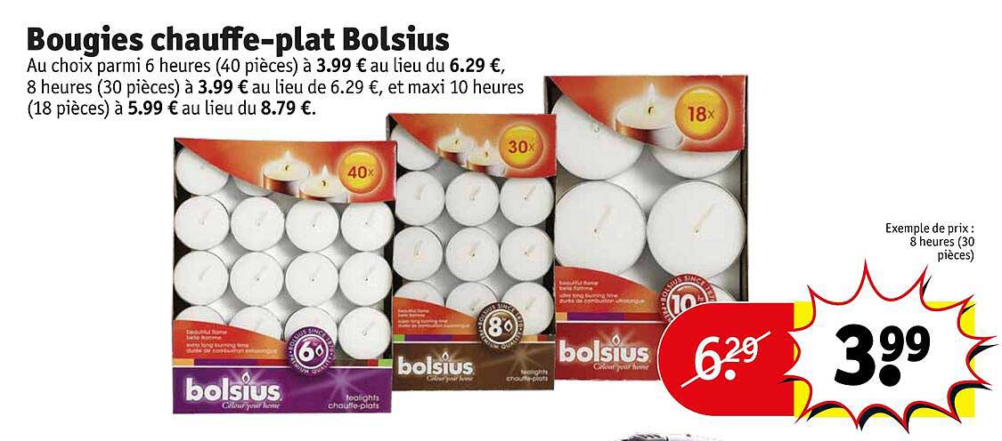 bougies chauffe-plat bolsius