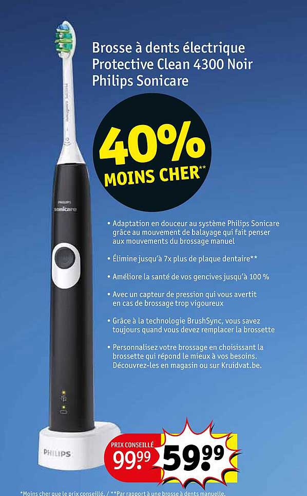 brosse à dents électrique protective clean 4300 noir philips sonicare