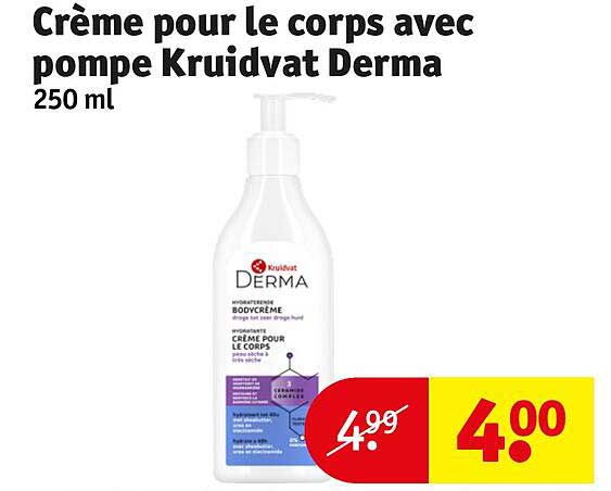 crème pour le corps avec pompe kruidvat derma