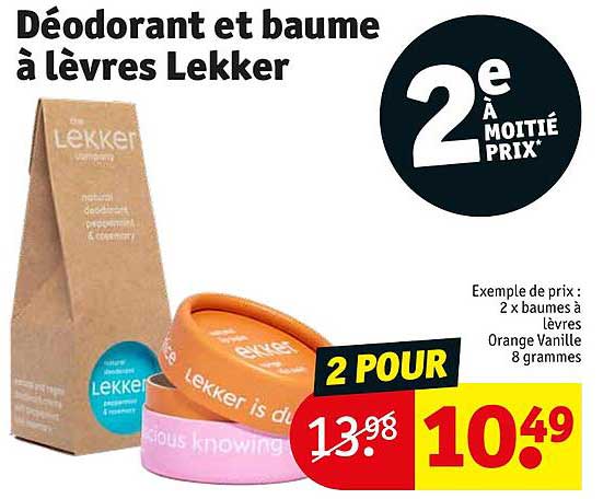 déodorant et baume à lèvres lekker