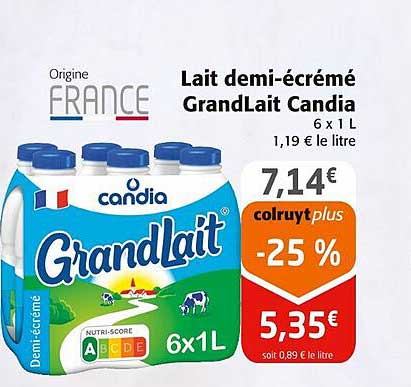 lait demi-écrémé grandlait candia