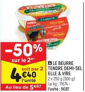 le beurre tendre demi-sel elle & vire