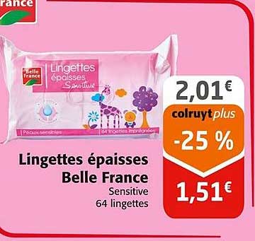lingettes épaisses belle france sensitive 64 lingettes