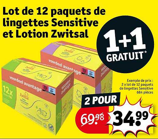 lot de 12 paquets de lingettes sensitive et lotion zwitsal