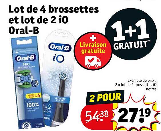lot de 4 brossettes et lot de 2 io oral-b