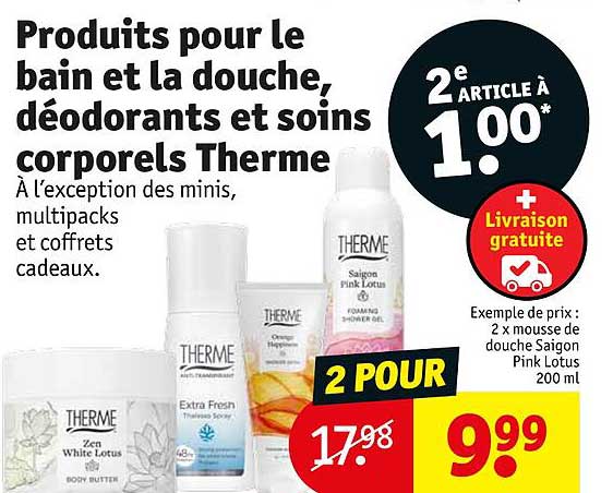 produits pour le bain et la douche, déodorants et soins corporels therme