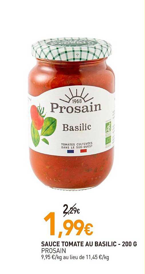Sauce Tomate Au Basilic Prosain - 200 G