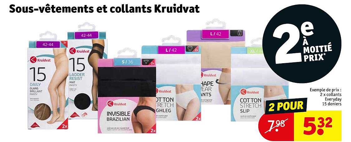 sous-vêtements et collants kruidvat