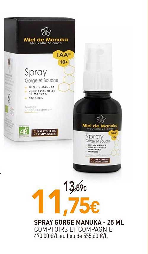 spray gorge manuka comptoirs et compagnie - 25 ml