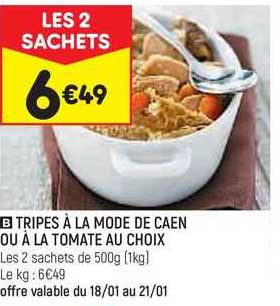 Tripes à La Mode De Caen Ou à La Tomate Au Choix