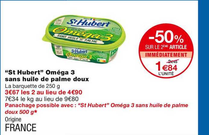 "st hubert" oméga 3 sans huile de palme doux