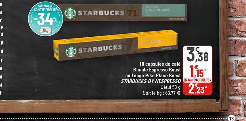 10 capsules de café blonde espresso roast ou lungo pike place roast starbucks by nespresso