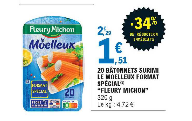 20 bâtonnets surimi le moelleux format spécial "fleury michon"