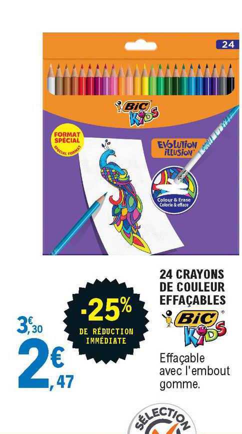 24 Crayons De Couleur Effaçables Bic Kids