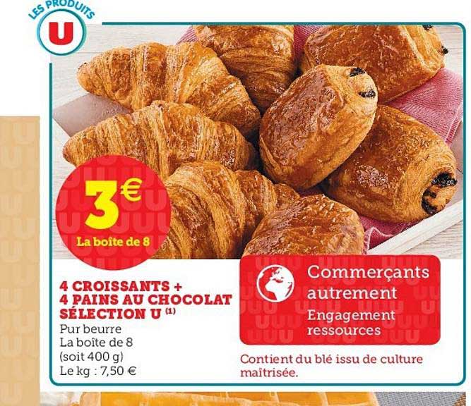 4 Croissants + 4 Pains Au Chocolat Sélection U