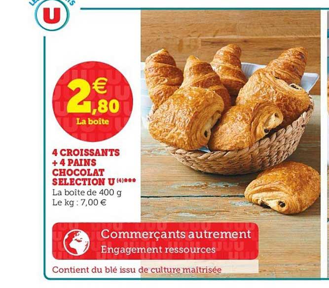 4 Croissants + 4 Pains Chocolat Selection U