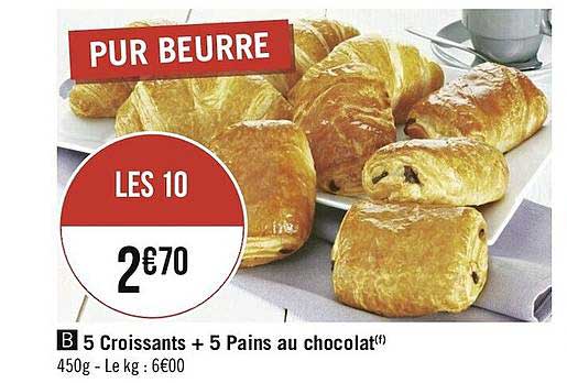 5 Croissants + 5 Pains Au Chocolat