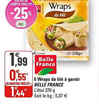 6 wraps de blé à garnir belle france