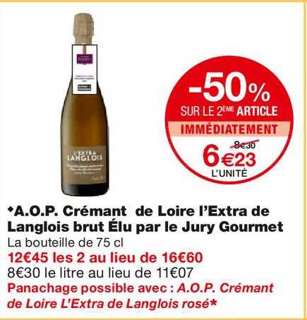 a.o.p. crémant de loire l'extra de langlois brut élu par le jury gourmet